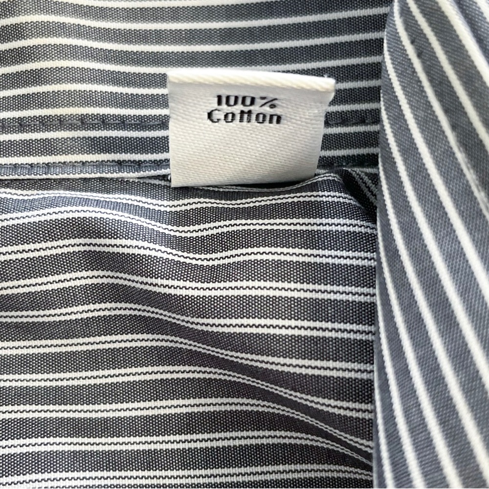 Calvin Klein Non Iron Slim Fit Striped Button Down Shirt Men 16 34/35 Gray White - Picture 6 of 6